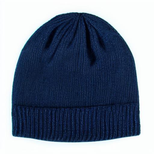 Фотография синей шапки из шерсти на белом фоне